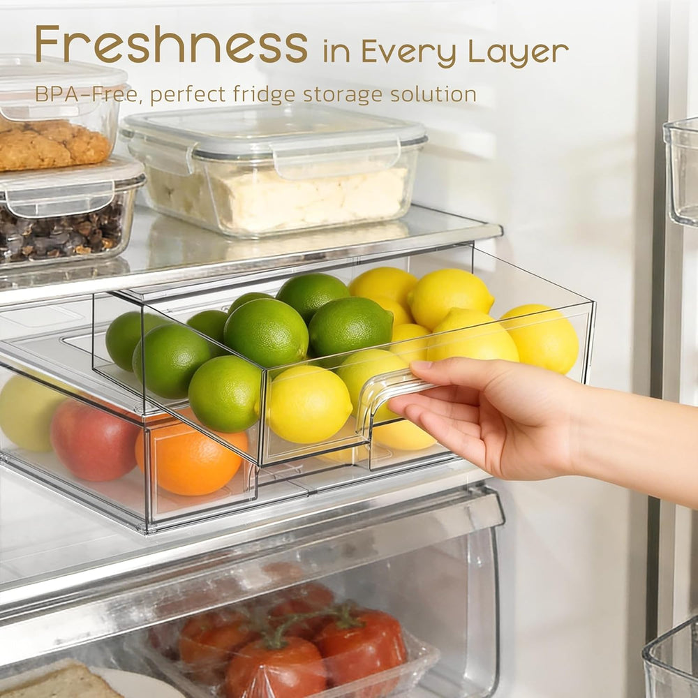 Stackable Storage Drawers, 4 Pack Clear Plastic Makeup & Bathroom Organiz...