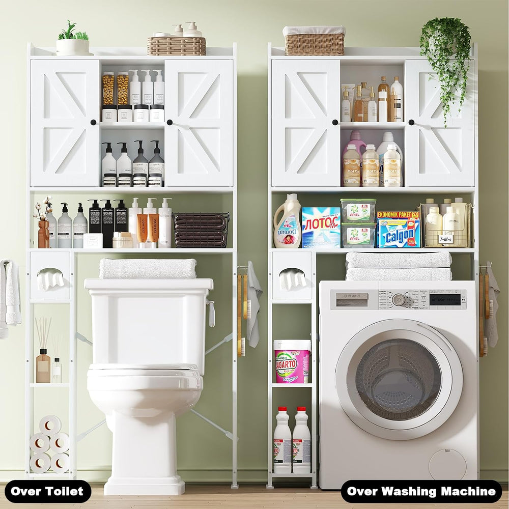 32"W Over The Toilet Storage Cabinet with Adjustable Shelves,White