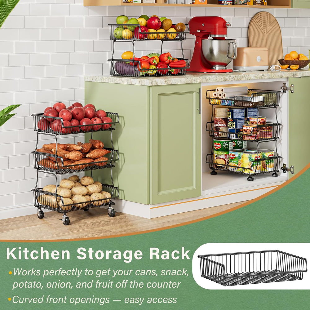 OKZEST Pantry Organizers and Storage Cart with Upgraded Metal Hub Casters