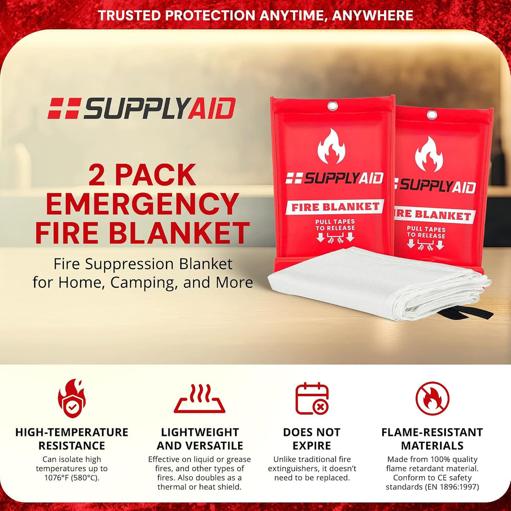Snow Joe SupplyAid Emergency Fire Blanket - 2 Pack - Fire Suppression Blanket...