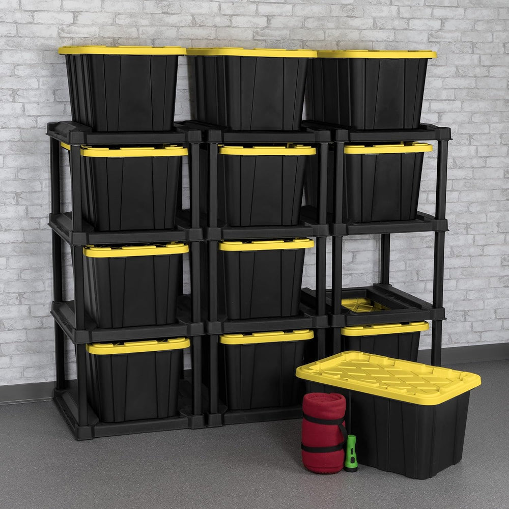 Heavy Duty Plastic Tote Rack, 4 Tier Vertical Organizer for 27 Gallon Industr...