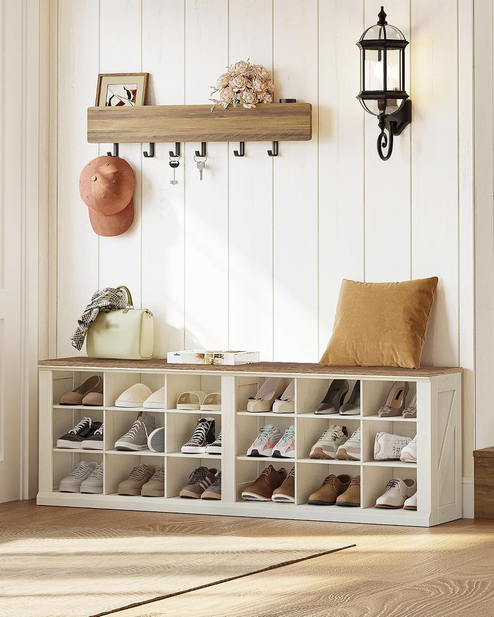 Hzuaneri Shoe Storage Bench, Wooden Entryway Shoe Benches with Cubby