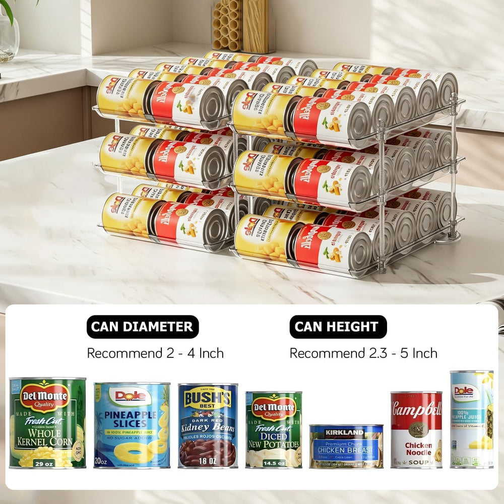 Sotfamily Canned Food Organizer for Pantry, 2 Pack Holds 60 16oz Cans