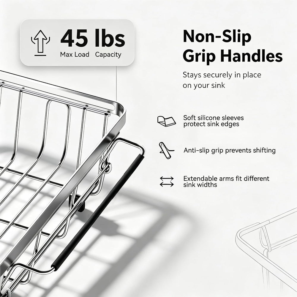 Stainless Steel Expandable Dish Drying Rack, Over & in Sink Dish Drainer ...