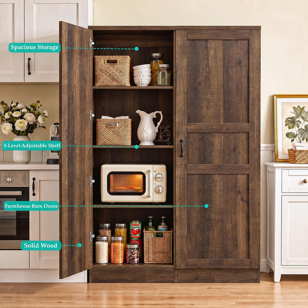 Unikito 63" Kitchen Pantry Storage Cabinet with Doors & Shelves, 2-Pack