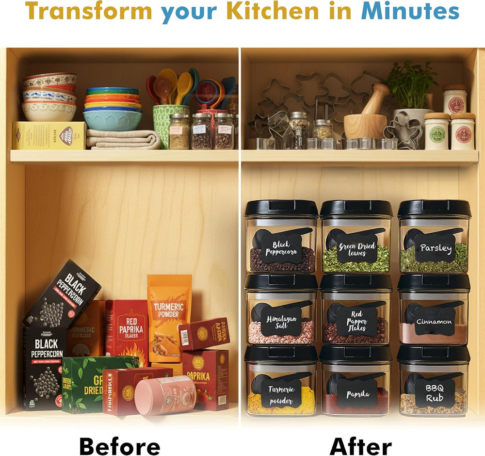 Shazo 9PC (0.5L | 17oz) Airtight Pantry Storage Containers with 9 Spoons