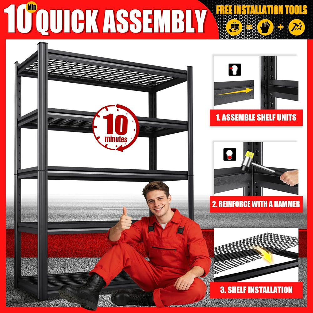 71.2" H Garage Shelving Heavy Duty Storage Shelves, 5T Adjustable Metal ...