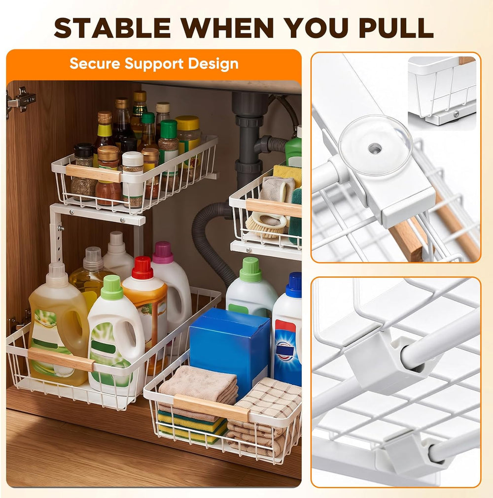Sakerplus 2 Tier Under Sink Organizer, 2 Pack