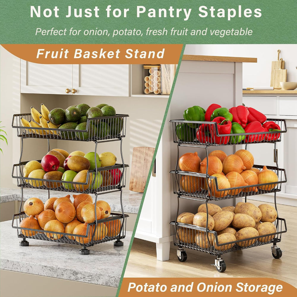 OKZEST Pantry Organizers and Storage Cart with Upgraded Metal Hub Casters