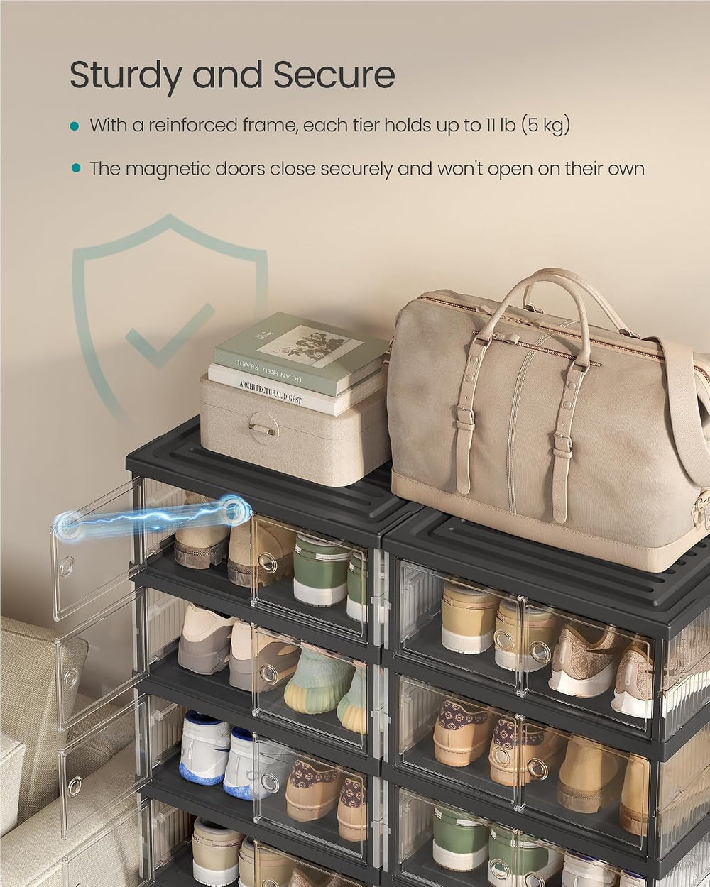 SONGMICS Foldable Shoe Storage Organizer, 9-Tier for 18 Pairs