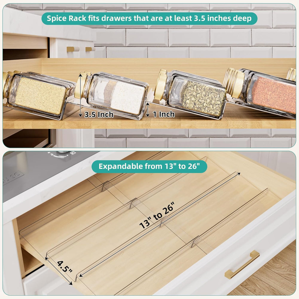 MIUKAA Clear Spice Drawer Organizer, 5 Tier - 2 Set Acrylic Seasoning Rack