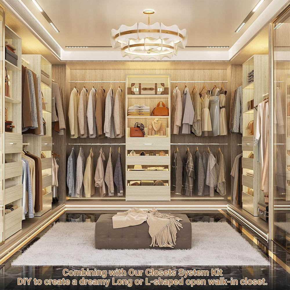 Aheaplus Closet System, Closet Organizer System with 4 Wooden Drawers, 4-9Ft ...
