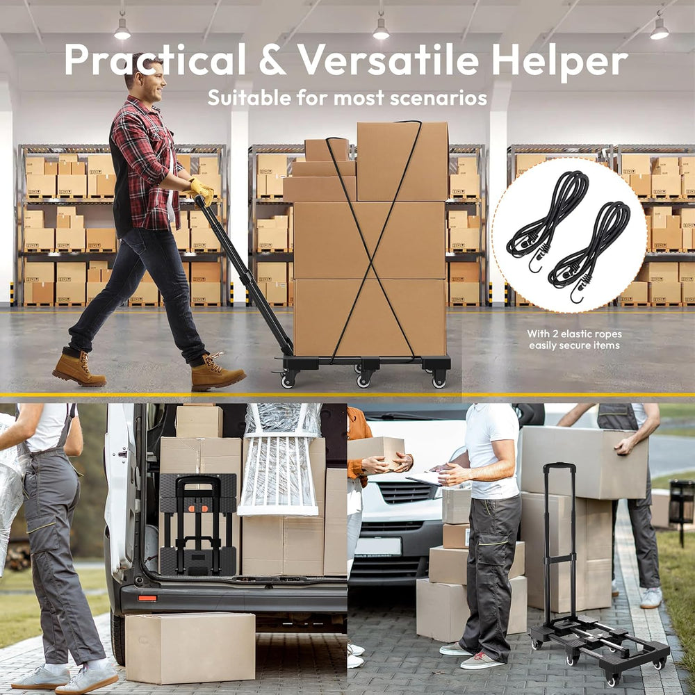 Voipvvii Folding Hand Truck 500lbs, Portable Heavy Duty Dolly Cart, 6 Wheels ...
