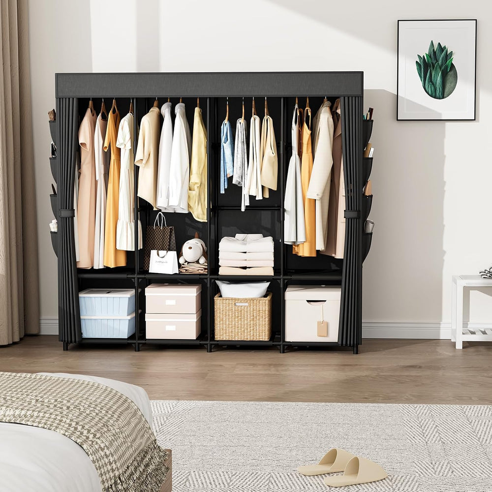 Portable Closet for Hanging Clothes, 67 Inch Wide Portable Wardrobe Closet wi...
