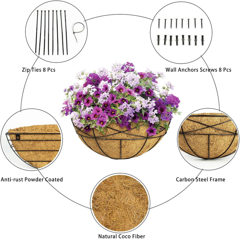 4 Pack 14 Inch Window Boxes Planters Railing Planter Box with Coco Liners Dec...
