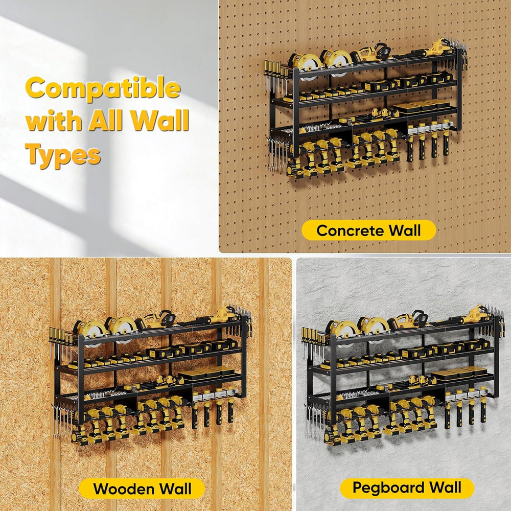 POKIPO 49" W Large Power Tool Organizer Wall Mount, 4 Layer Heavy Duty L...