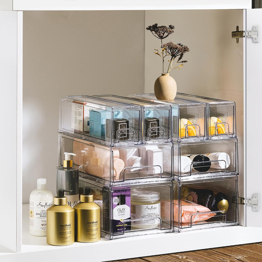 Sorbus Clear Stackable Storage Drawers with Pull-Out Bins (Large, 2 Pack)