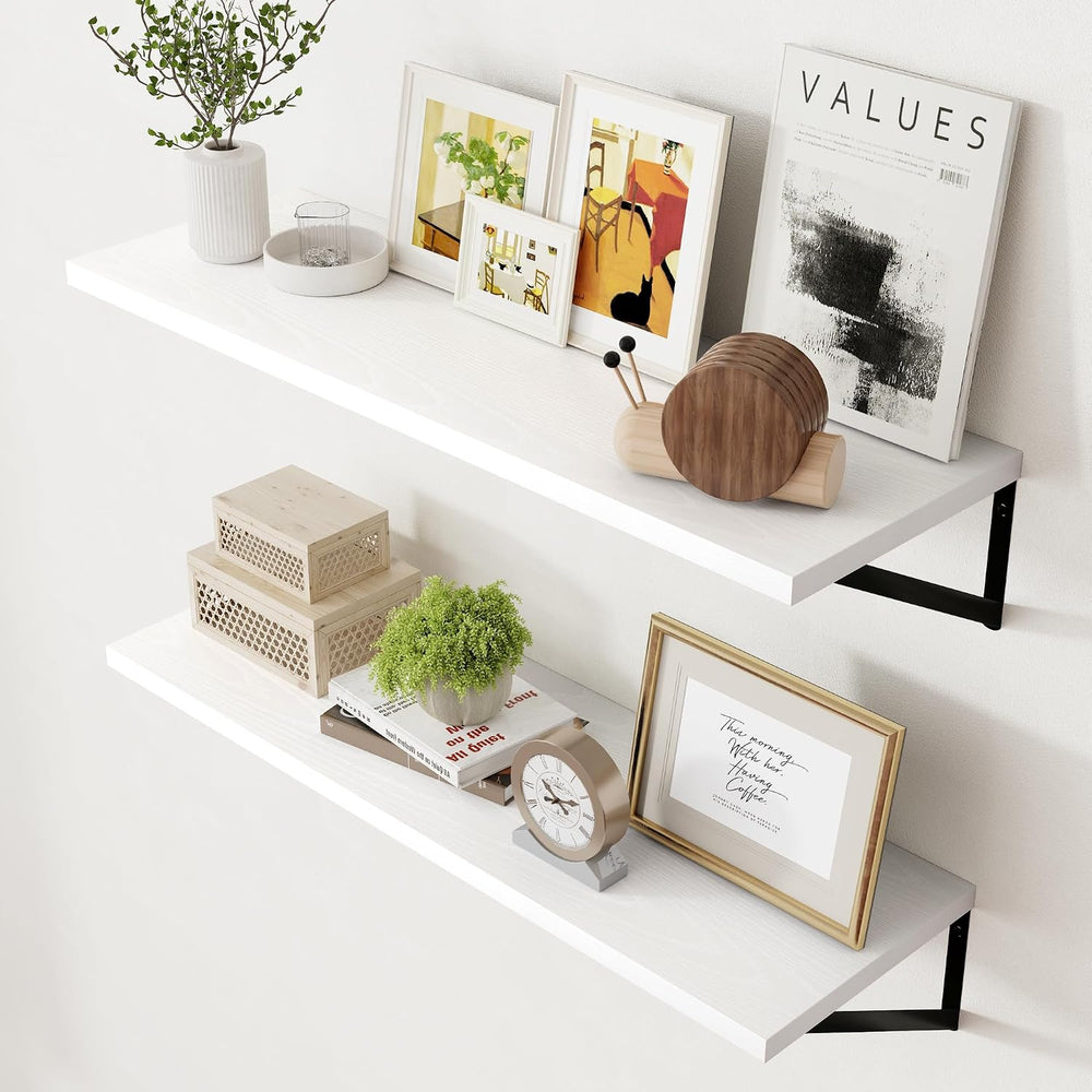 Axeman Floating Shelves for Wall White - 36 Inch Wide x 12 Inch Deep Wall She...