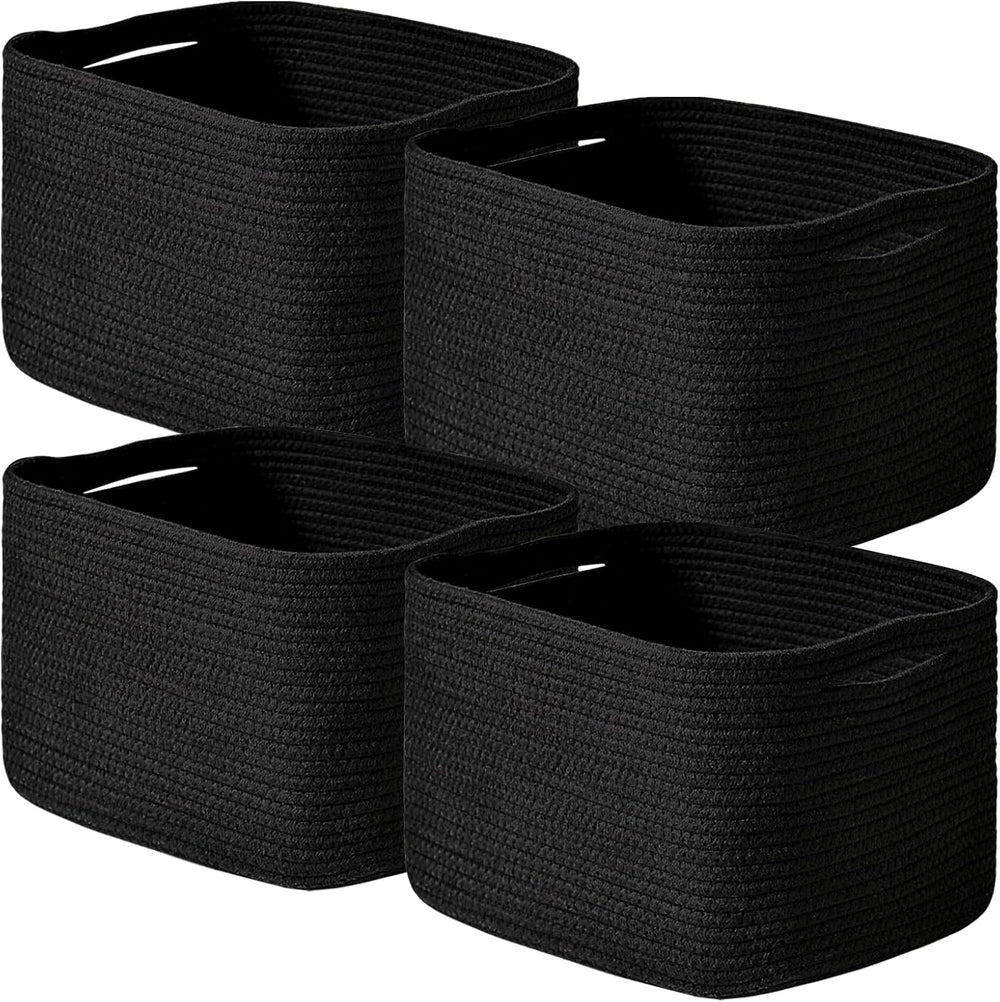Black Storage Baskets for Shelves, Small Storage Baskets for Organizing (4 Pa...