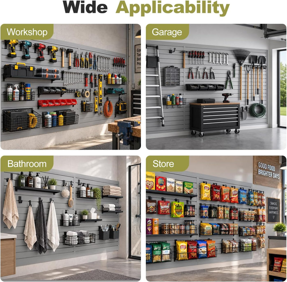 Slatwall Panel Garage Wall Organizer, Grey, 2'H x 4'W