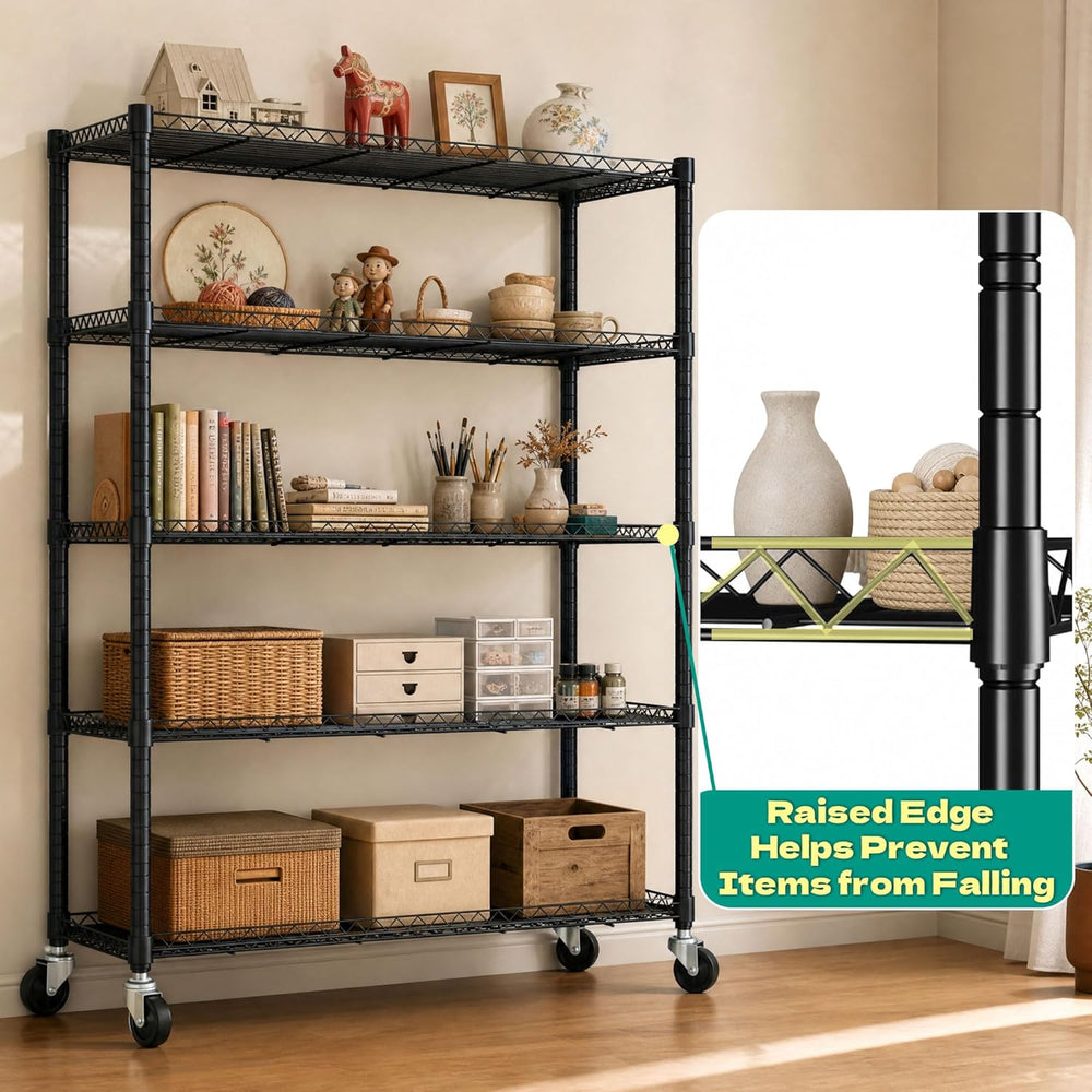 Wire Shelving Unit with 600D Oxford Cover & Wheels, 36"x18"x72&...