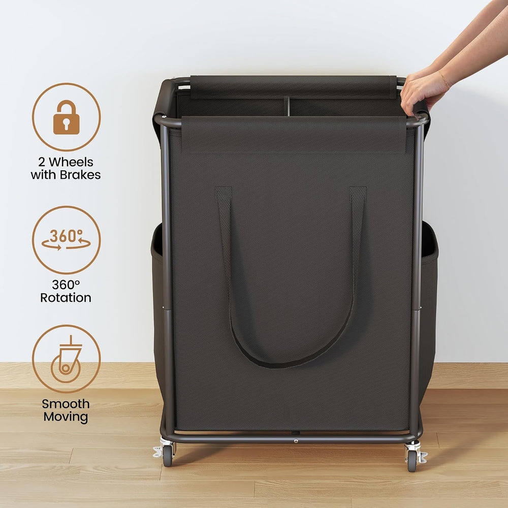 Homeiju 2-Section 180L Large Laundry Hamper with Wheels, Rolling Laundry Bask...