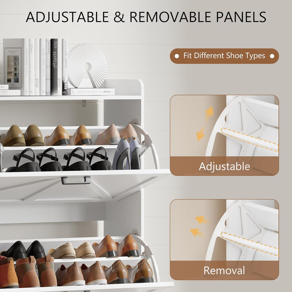 Xixini Shoe Storage Cabinet with 3 Flip Drawers, Entryway Shoe Rack, White