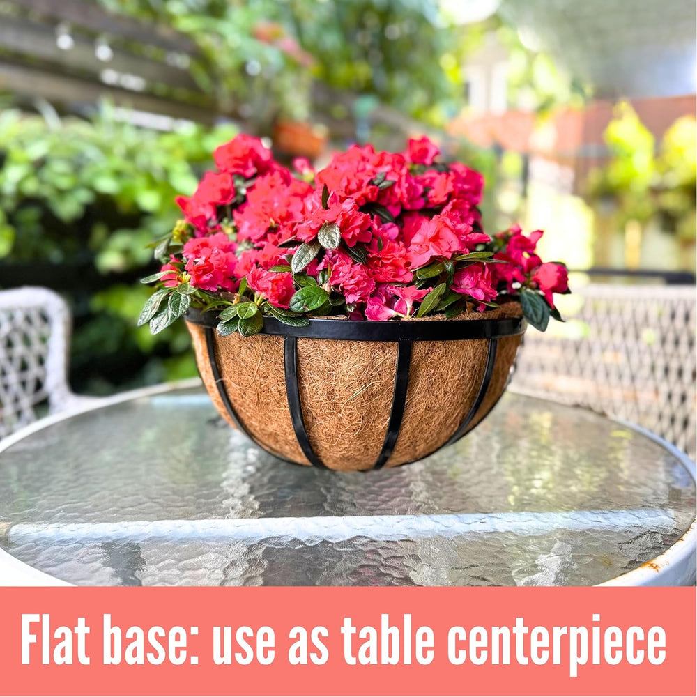 LaLaGreen Hanging Baskets (18 in, 2 Pack) Black Iron Flower Pot Holder