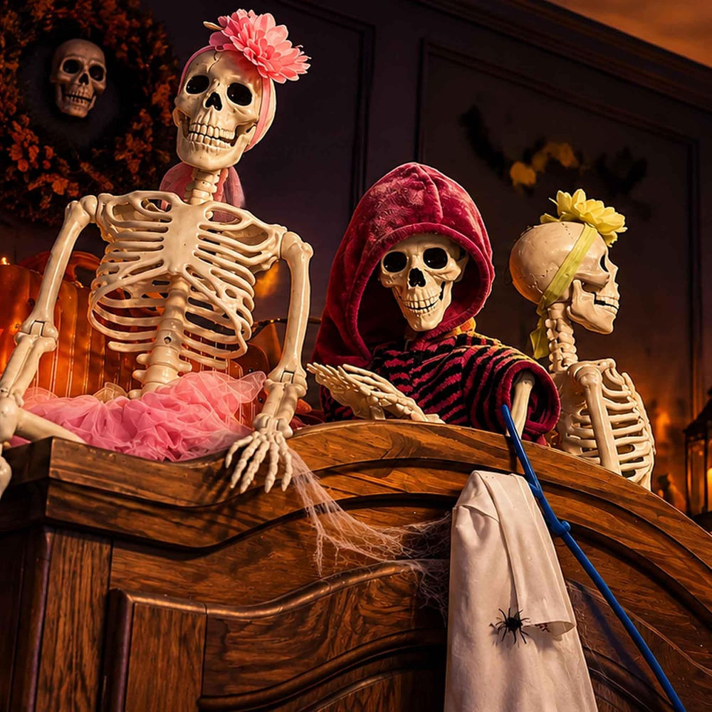 2 Pack 36"Halloween Skeleton - 3 ft Life Size Human Skeleton with Full B...