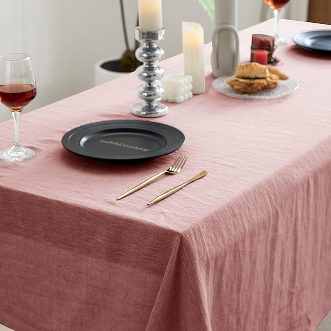EVERLY 100% Pure Linen Rectangle Tablecloths 60x108Inches for Dining,Buffet P...