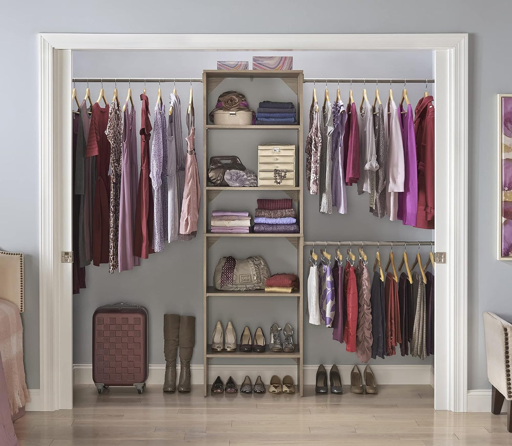 ClosetMaid SuiteSymphony Wood Closet Organizer Starter Kit with Tower and 3 H...