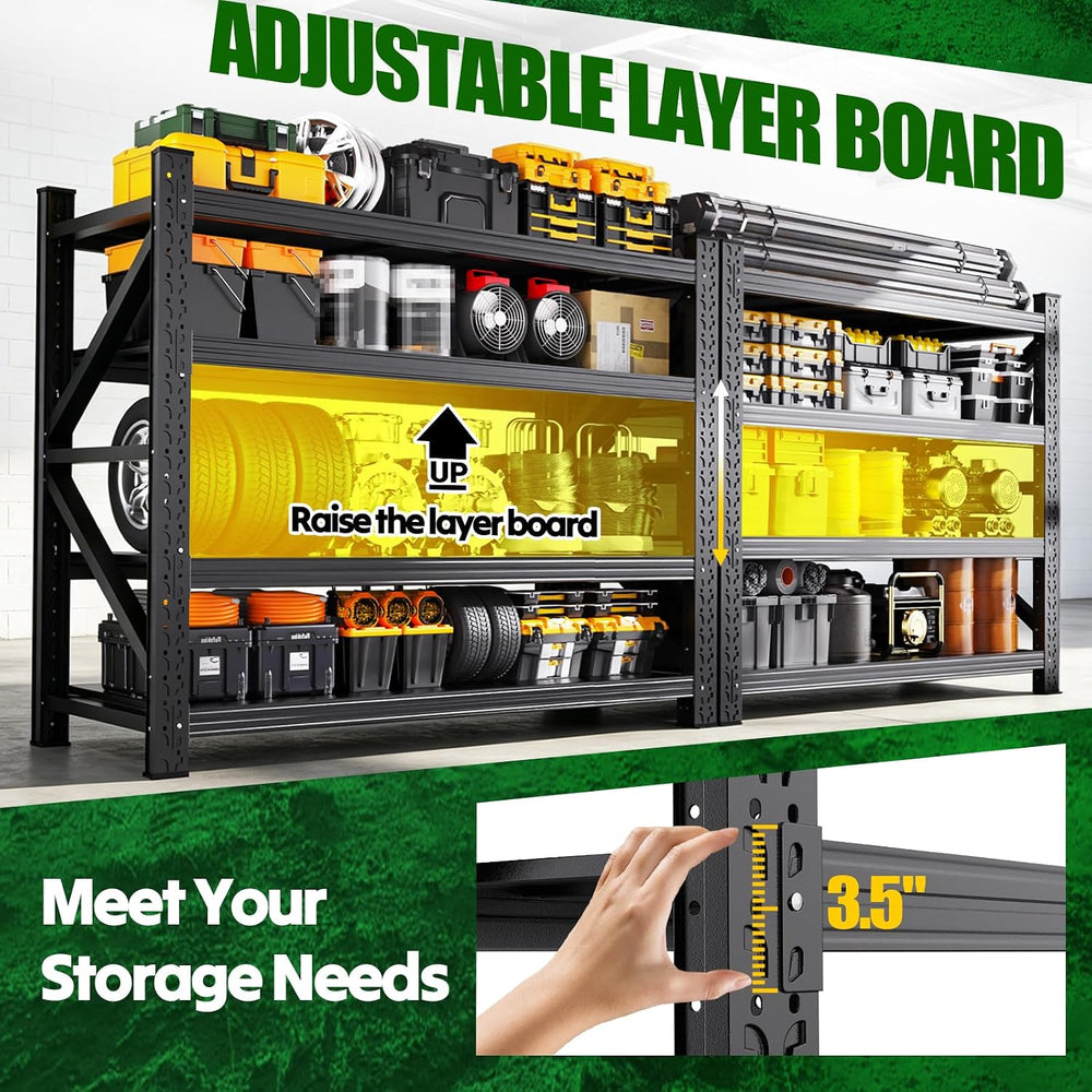 69"W Garage Shelving Heavy Duty Shelves, 4-Tier Garage Storage Shelves, ...