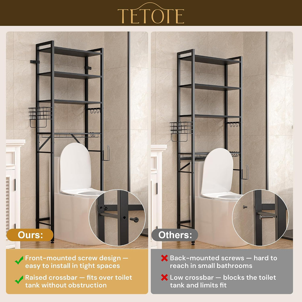 TETOTE Over-The-Toilet Storage Rack, 4-Tier Bathroom Organizer Shelf Over Toi...