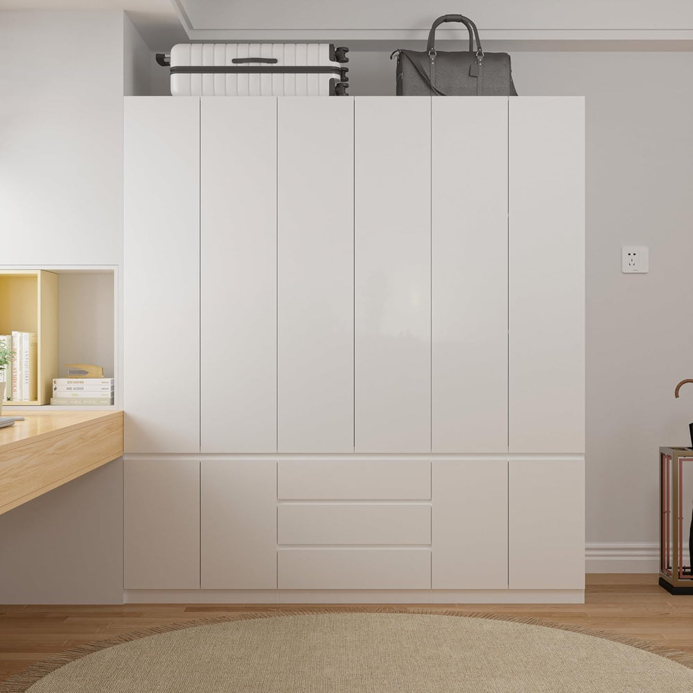 Mekminop Large Armoire Wardrobe Closet with Drawers and Shelves, White Bedroo...