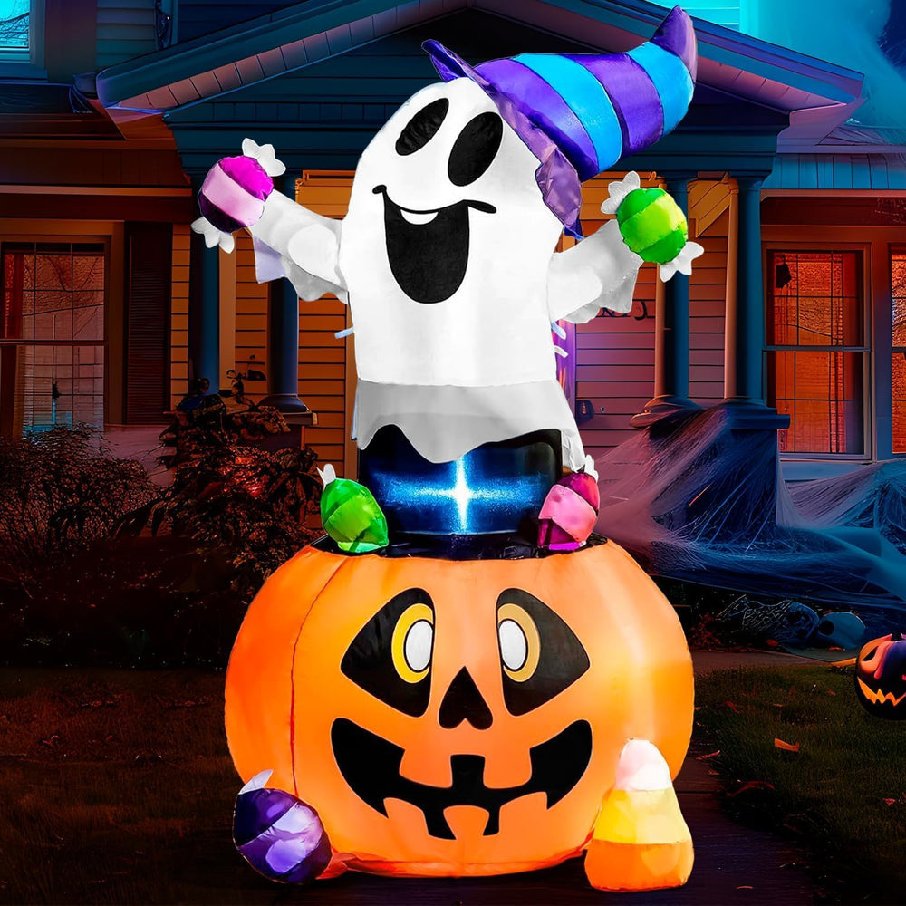 Joiedomi 5 FT Tall Halloween Inflatable Ghost Outdoor Decor, Blow Up Ghost Gr...