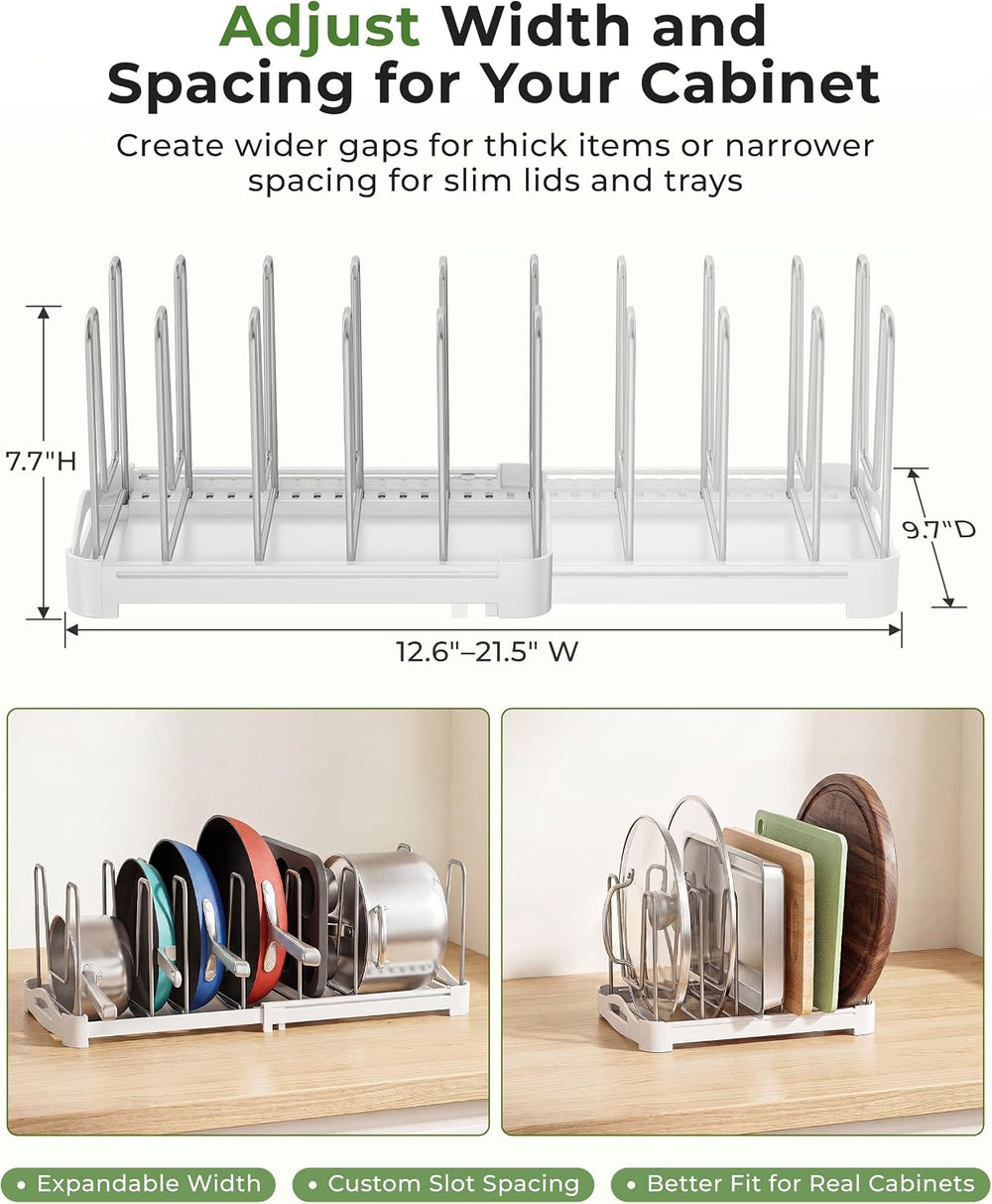 EVERIE Adjustable Cabinet Organizer for Pot Lids, Bakeware, Cookie Sheets &am...