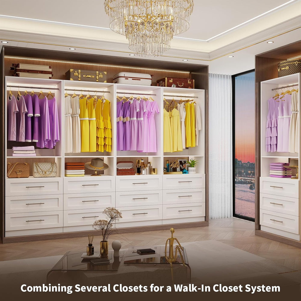 Westcity Closet System Set of 4, Closet System with 12 Drawers, 8 Rods & ...