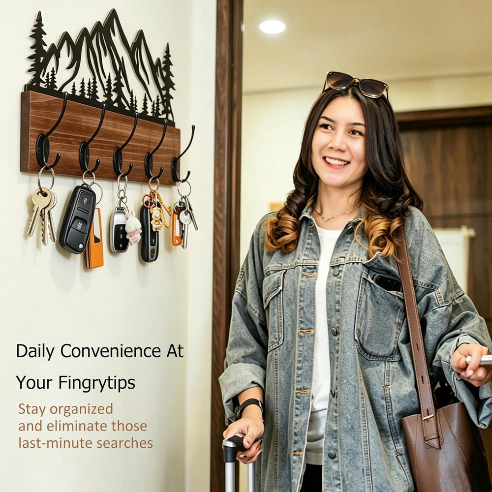 Metal Mountain Wall Mount Coat Hooks,Wall Mounted with Remote-Controlled LED ...