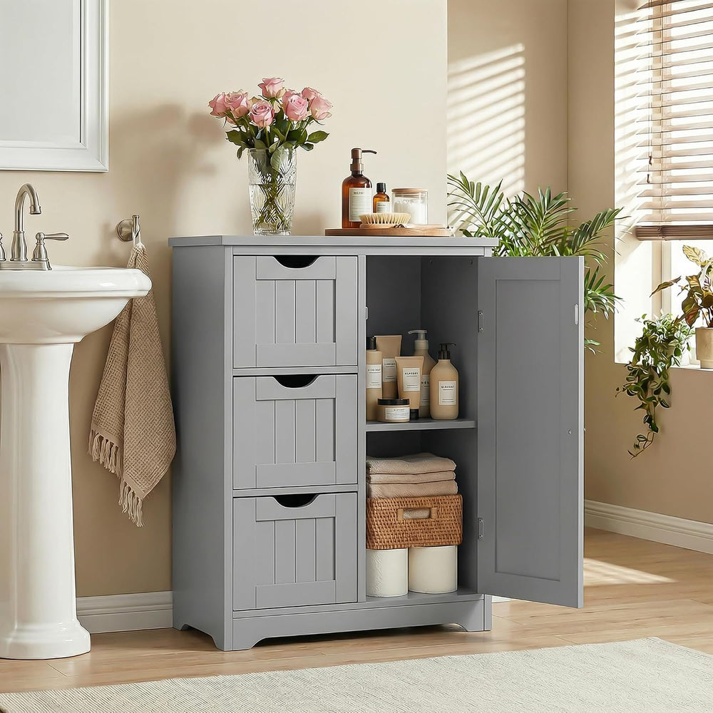 SUPER DEAL Bathroom Storage Cabinet with 3 Drawers and 1 Door, Entryway Home ...