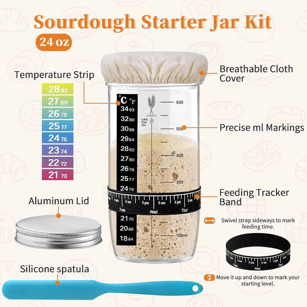 Aliggbent 40Pcs Sourdough Starter Kit, Banneton Proofing Baskets, Scale Jar