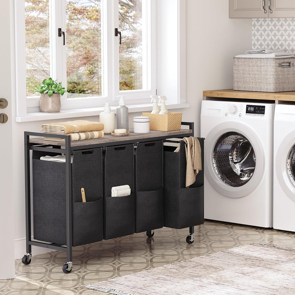 HOOBRO Laundry Sorter 4 Sections, Laundry Hamper with Wheels, 42 Gal (160 L),...