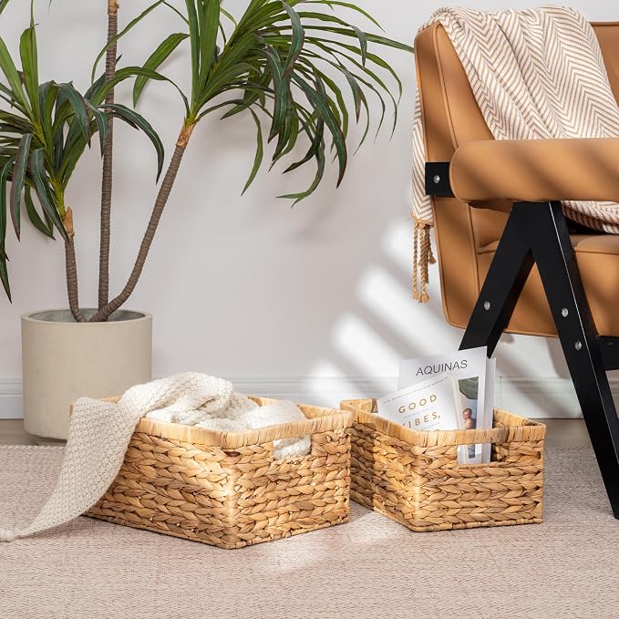 StorageWorks Wicker Storage Baskets, Large and Small Baskets, Handwoven Water...