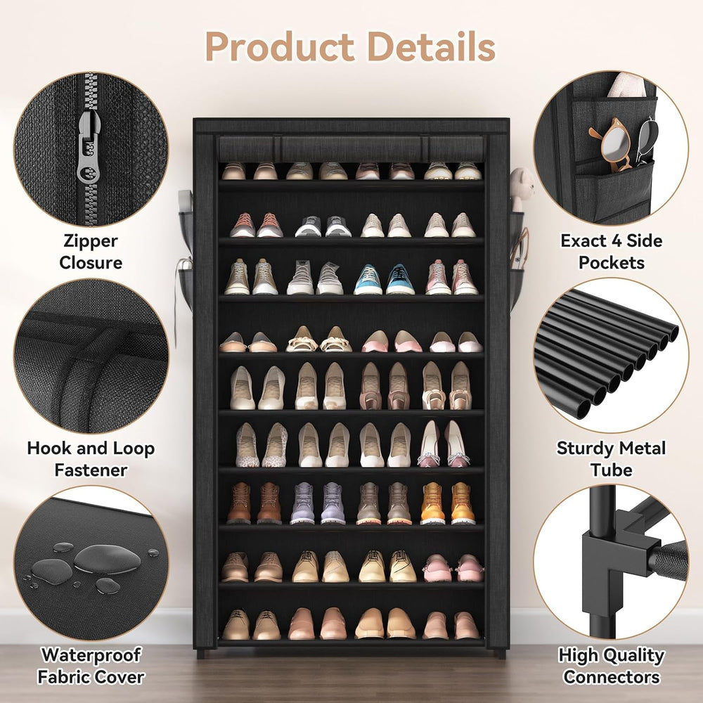 LANTEFUL Shoe Rack with Covers - 10 Tiers Tall Shoe Rack Organizer Large Capa...
