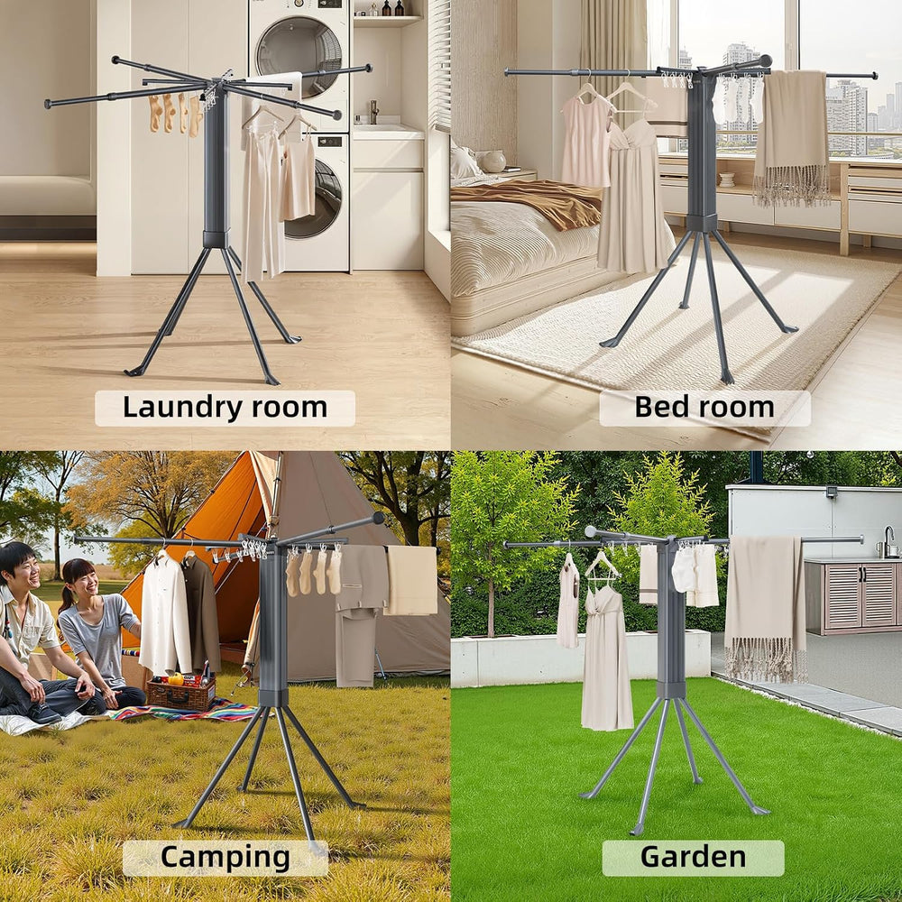 BIREN Clothes Drying Rack Foldable Extending Laundry Rack with 16 Clips Colla...