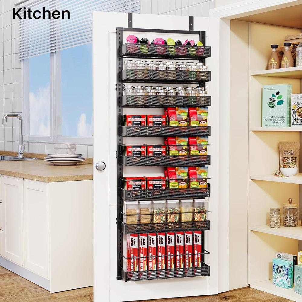 SNTD 8 Tiers Over the Door Organizer, 17" W x 6" D x 69" H, Black