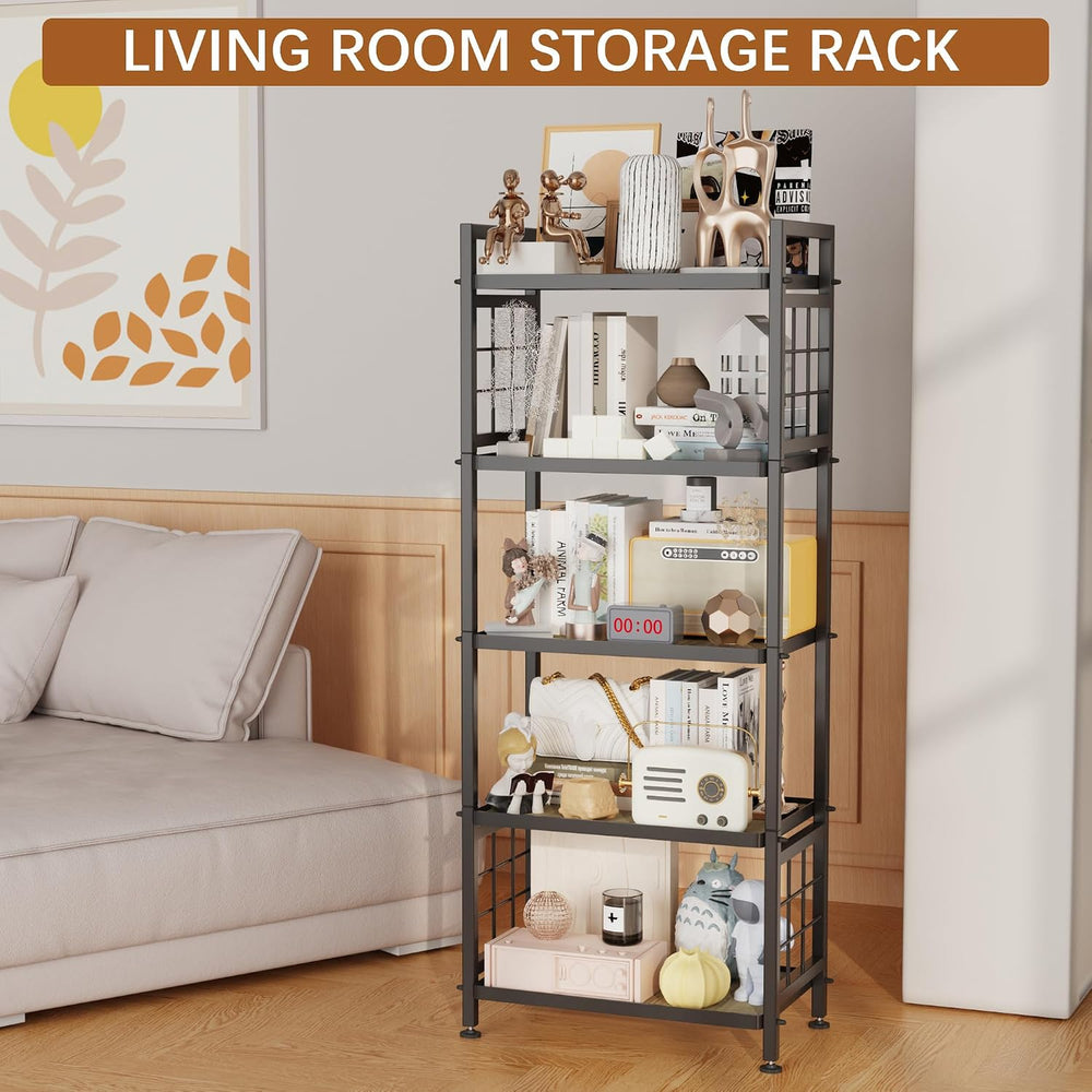 GIOTORENT 5-Tier Pantry Shelves with Wooden Boards, Heavy Duty Storage Shelve...
