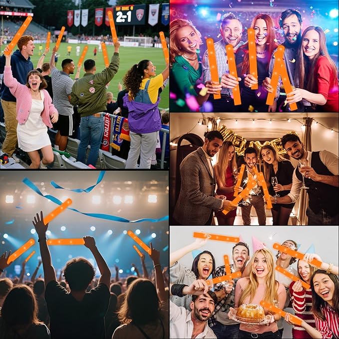 Foam Glow Sticks Bulk, 30 PCS Orange Light Up Foam Sticks 3 Modes, Glow Party...