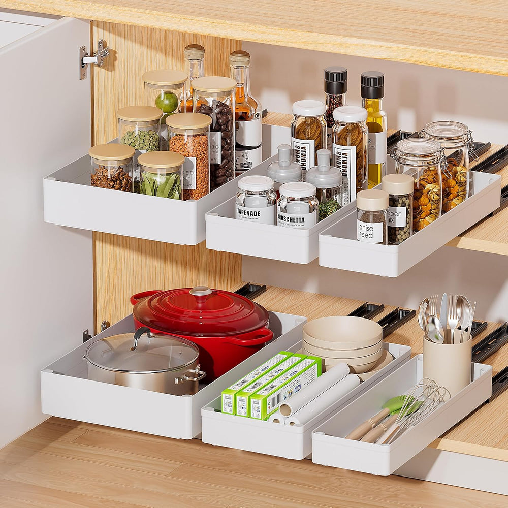 Delamu 3 Pack Pull Out Cabinet Organizer, 15.7"Deep Pull Out Drawers for...