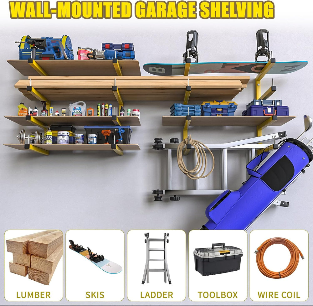 4-Pack Lumber Storage Rack, Wood Storage Racks Wall Mount, Heavy Duty Garage ...