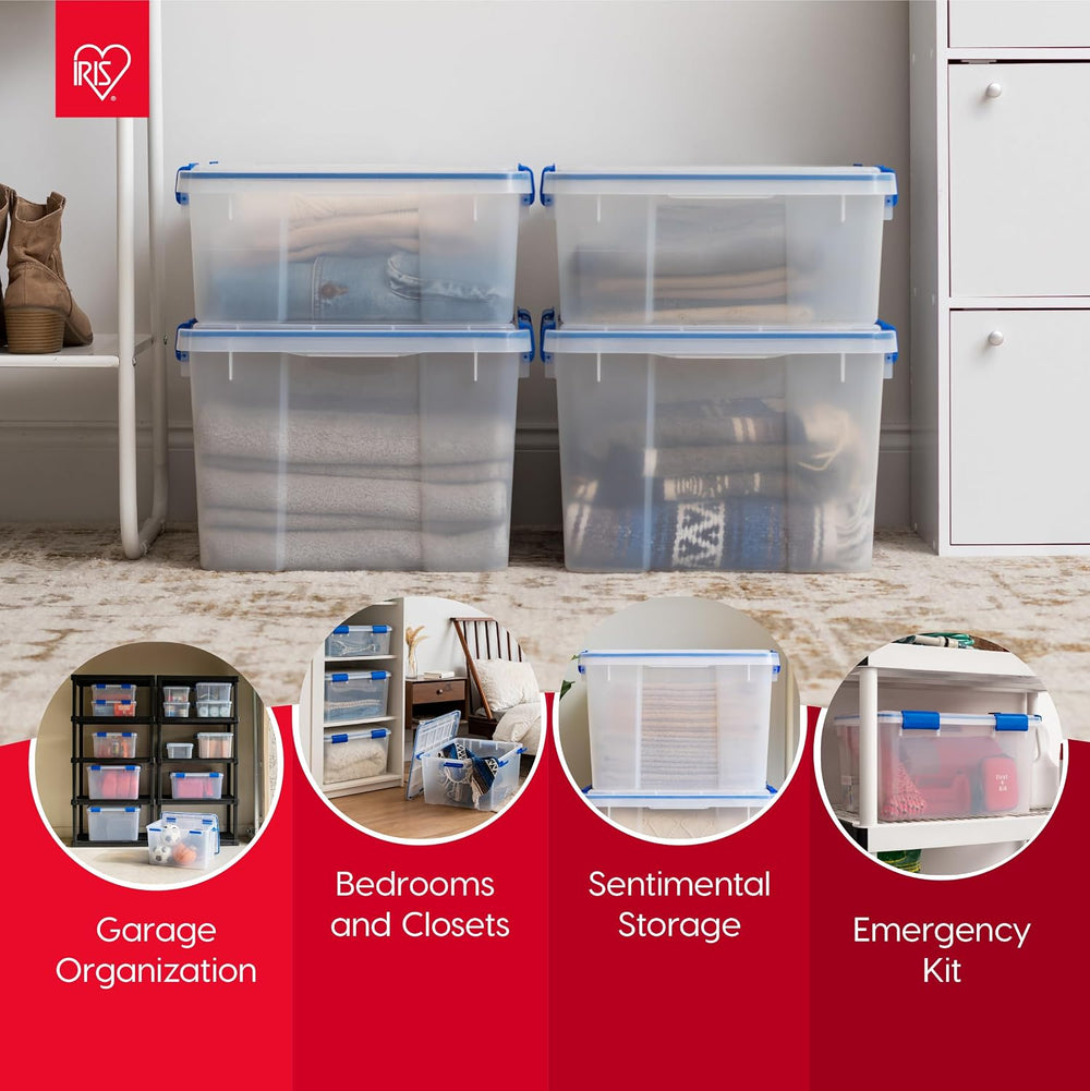 IRIS USA 3-Pack Storage Bins With Gasket Lids, 16-Quart Capacity, Clear